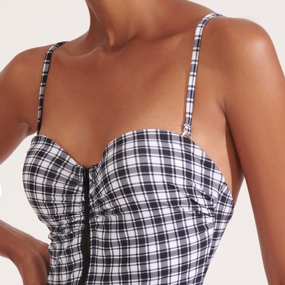 Veronica Beard checkered Mari Zip-Up Swimsuit XS NWT 345$ - Picture 5 of 5